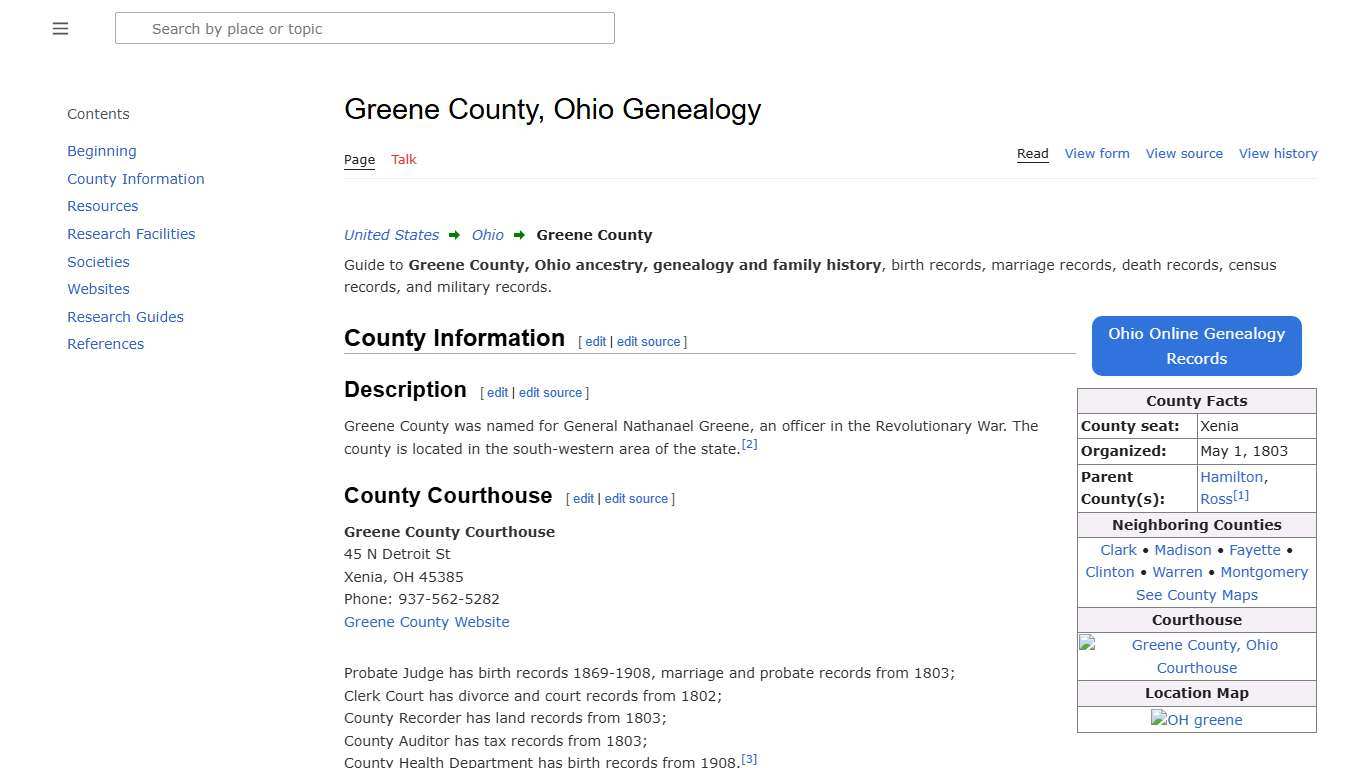 Greene County, Ohio Genealogy • FamilySearch